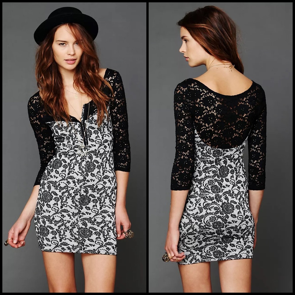 Free People Eyelet Lace Floral Jacquard Dress - Picture 2 of 14